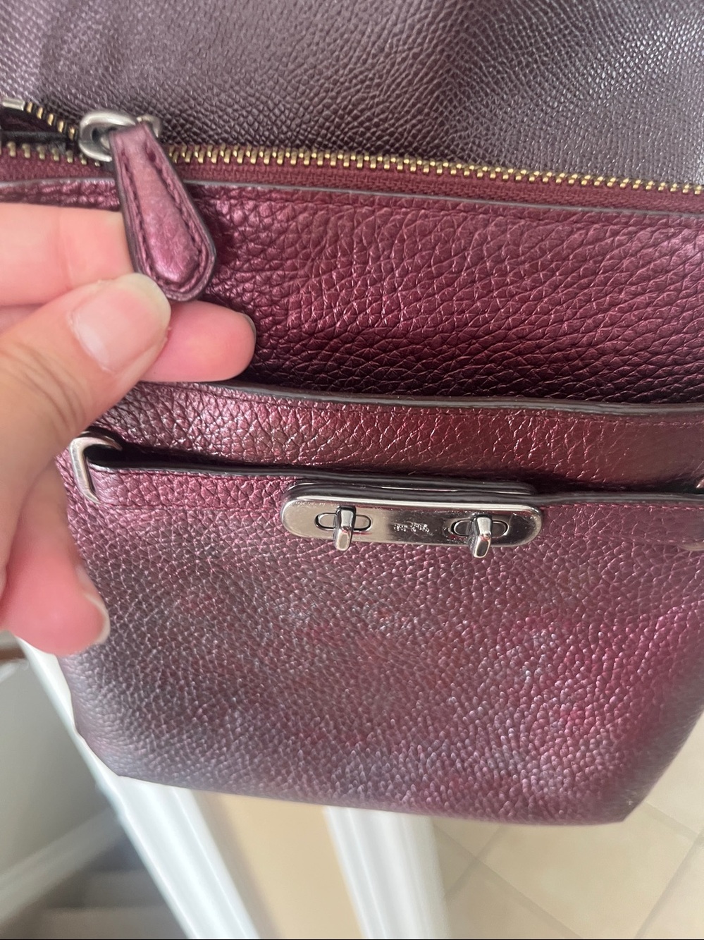 Coach Two-Piece Tote and Crossbody in Burgundy bag. - Picture 4 of 14
